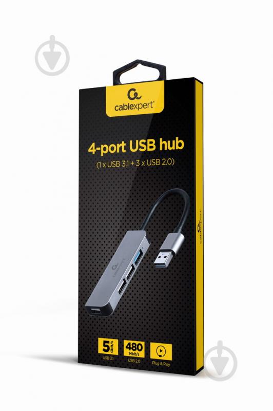 Концентратор Cablexpert UHB-U3P1U2P3-01, 1 х USB 3.1 Gen1 (5 Gbps), 3 х USB 2.0 - фото 2