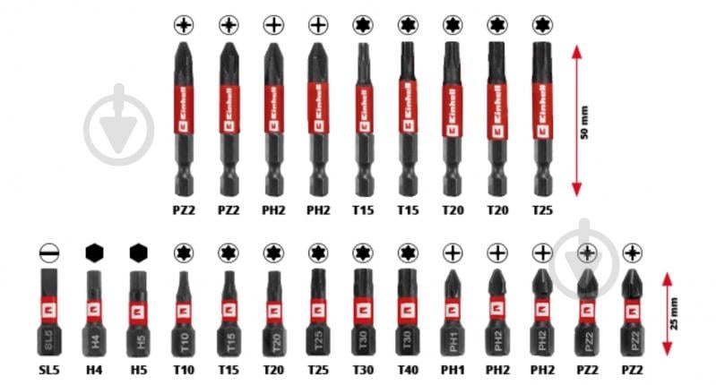 Набір біт і торцевих головок Einhell ударні S-CASE 28 шт. 108703 - фото 6 Набір біт і торцевих головок Einhell ударні S-CASE 28 шт. 108703 - фото 6