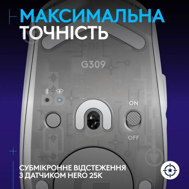 Мышка беспроводная Logitech G309 LIGHTSPEED white (L910-007207) - фото 4