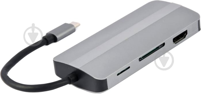 Док-станція Cablexpert USB-C 8-в-1 dark grey (A-CM-COMBO8-02) - фото 1