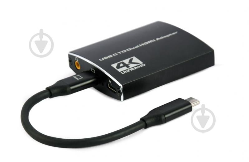 Адаптер Cablexpert USB-C на 2 HDMI (2 незалежних екрани)/PD/Аудио 3,5 0,15 м black (A-CM-HDMIF2-01) - фото 1