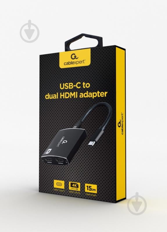 Адаптер Cablexpert USB-C на 2 HDMI (2 незалежних екрани)/PD/Аудио 3,5 0,15 м black (A-CM-HDMIF2-01) - фото 2