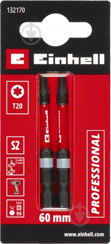 Бита торсионная Einhell 60 мм S2 T20 2 шт. 132170 - фото 2