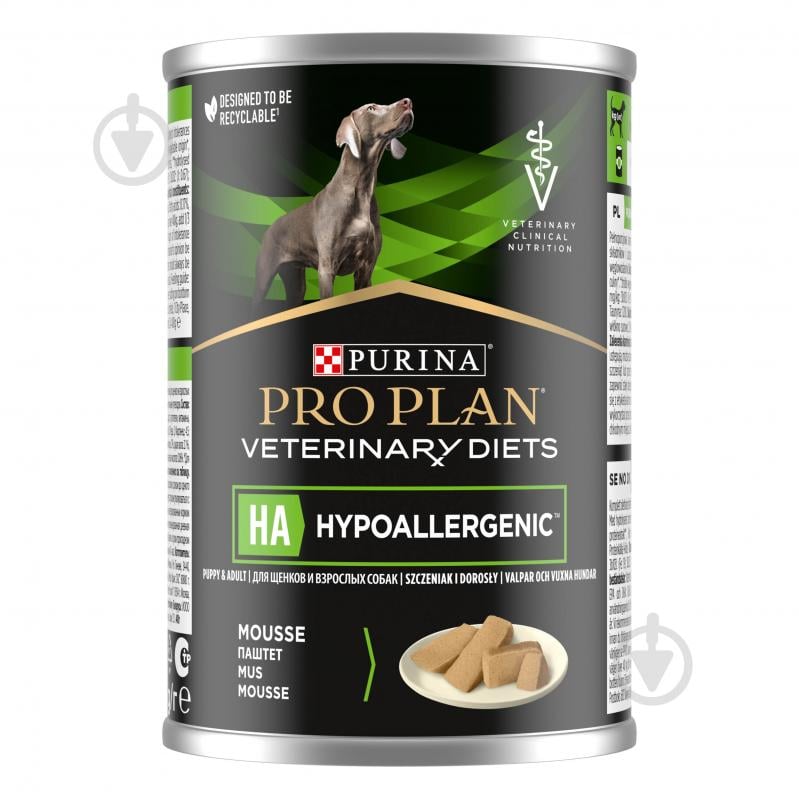 Консерва ProPlan by Purina VETERINARY DIETS HA Hypoallergenic для взрослых собак и щенков для снижения признаков ингредиентной и нутриентной непереносимости мусс 400 г - фото 3