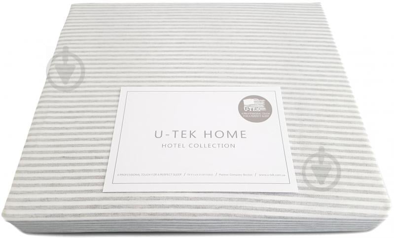 Простирадло на резинці Cotton Stripe Grey 10 (CSG10140200) 140x200 см у смужку U-TEK - фото 1