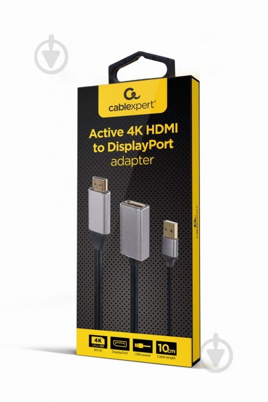 Адаптер Cablexpert HDMI на DisplayPort, 4K 60 Гц 0,1 м black (A-HDMIM-DPF-02) - фото 3