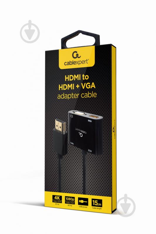 Адаптер Cablexpert HDMI на HDMI/VGA+Аудио 3,5 0,15 м black (A-HDMIM-HDMIFVGAF-01) - фото 5