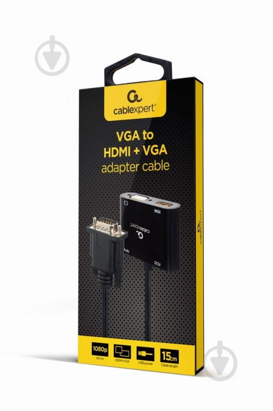 Адаптер Cablexpert VGA на HDMI/VGA+Аудио 3,5 0,15 м black (A-VGA-HDMI-02) - фото 5