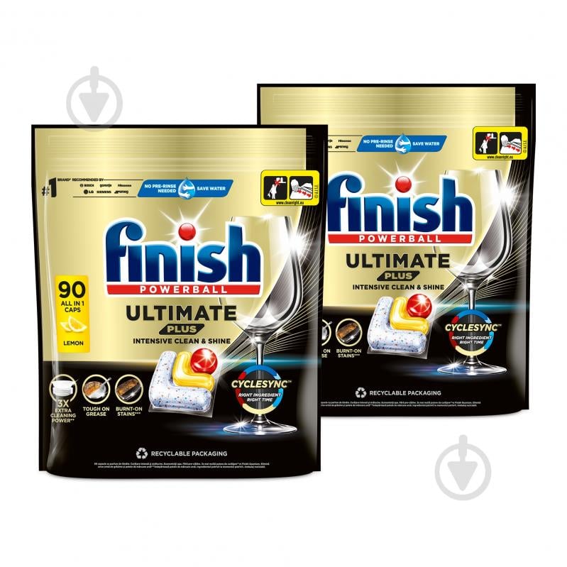 Набір капсул для посудомийних машин Finish Ultimate Plus All in 1 Лимон (90+90) 180 шт. - фото 1 Набір капсул для посудомийних машин Finish Ultimate Plus All in 1 Лимон (90+90) 180 шт. - фото 1