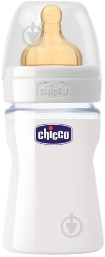 Пляшка дитяча Chicco скляна Well-Being 150 мл з латексною соскою нормальний потік від 0+ 1шт - фото 1