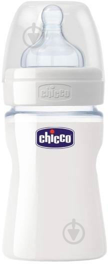 Пляшка дитяча Chicco скляна Well-Being 150 мл з силіконовою соскою нормальний потік від 0+ 1 шт - фото 1