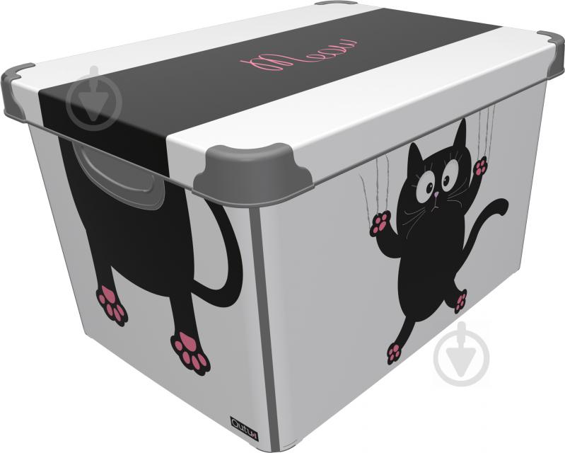 Контейнер для хранения пластиковая Qutu SB17000242 Meow Black 20 л 240x390x290 мм - фото 1