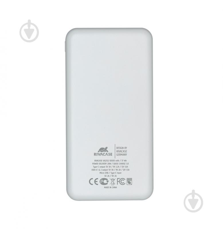 Повербанк RivaCase 10000 mAh (RIVAPOWER VA2532 (White)-) - фото 3