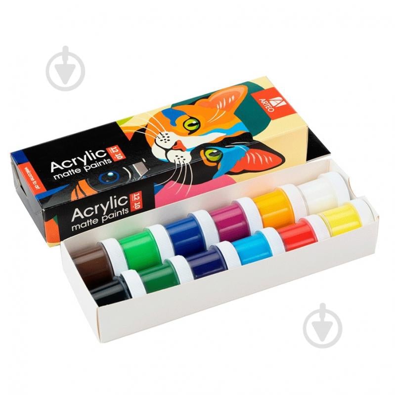 Набір акрилових фарб ColorСat 12 x 10 мл Arteo - фото 2 Набір акрилових фарб ColorСat 12 x 10 мл Arteo - фото 2