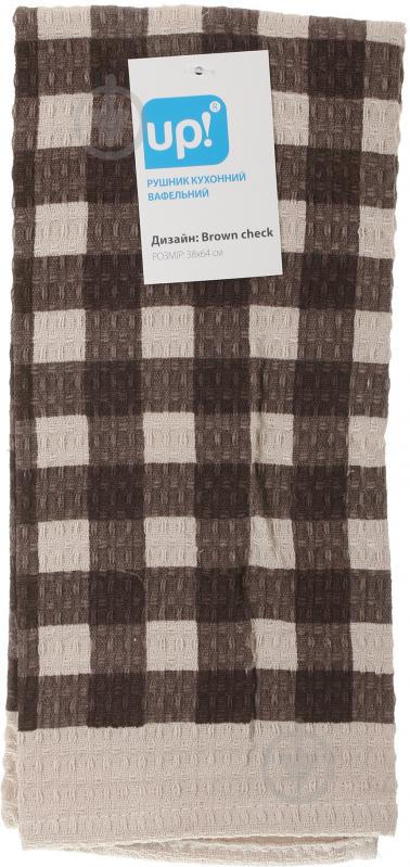 Полотенце вафельное Brown check 38x64 см UP! (Underprice) коричневый/бежевый - фото 3