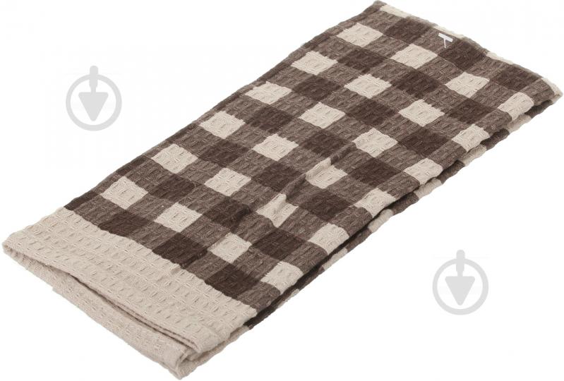 Полотенце вафельное Brown check 38x64 см UP! (Underprice) коричневый/бежевый - фото 1