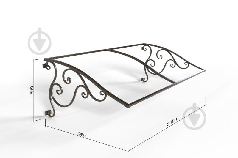 Боковины к козырьку Альфа комплект 2000 х 1000 х 620 мм античная бронза - фото 2