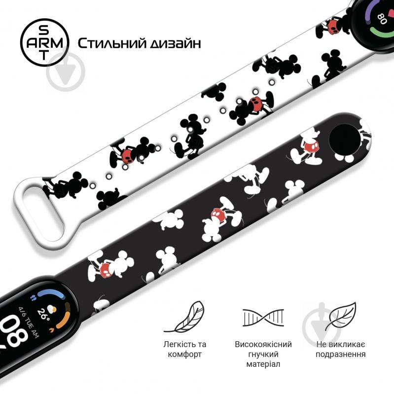 Ремінець для фітнес-браслета Cartoon для Xiaomi Mi Band 6/5 Mickey Siluet Black (ARM59256) - фото 3