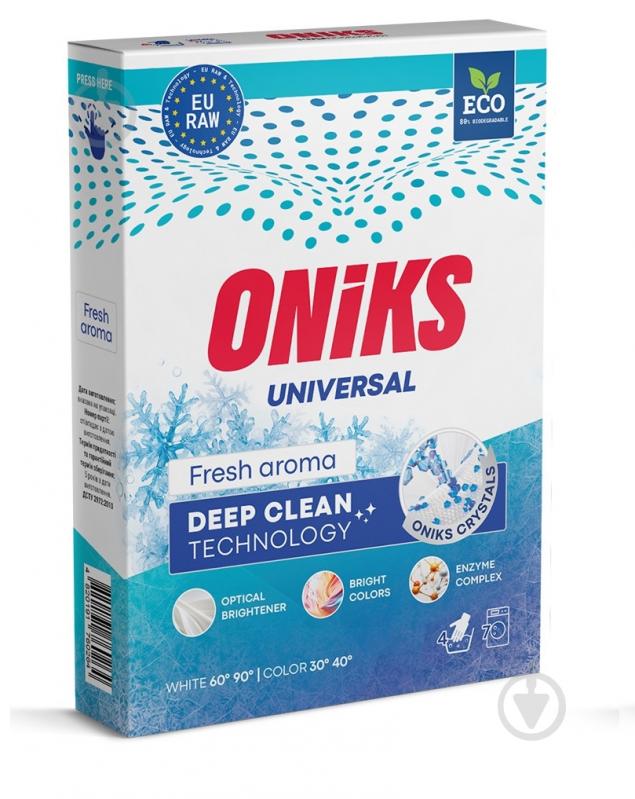 Пральний порошок для машинного та ручного прання ONIKS Universal Fresh aroma 0,3 кг - фото 1