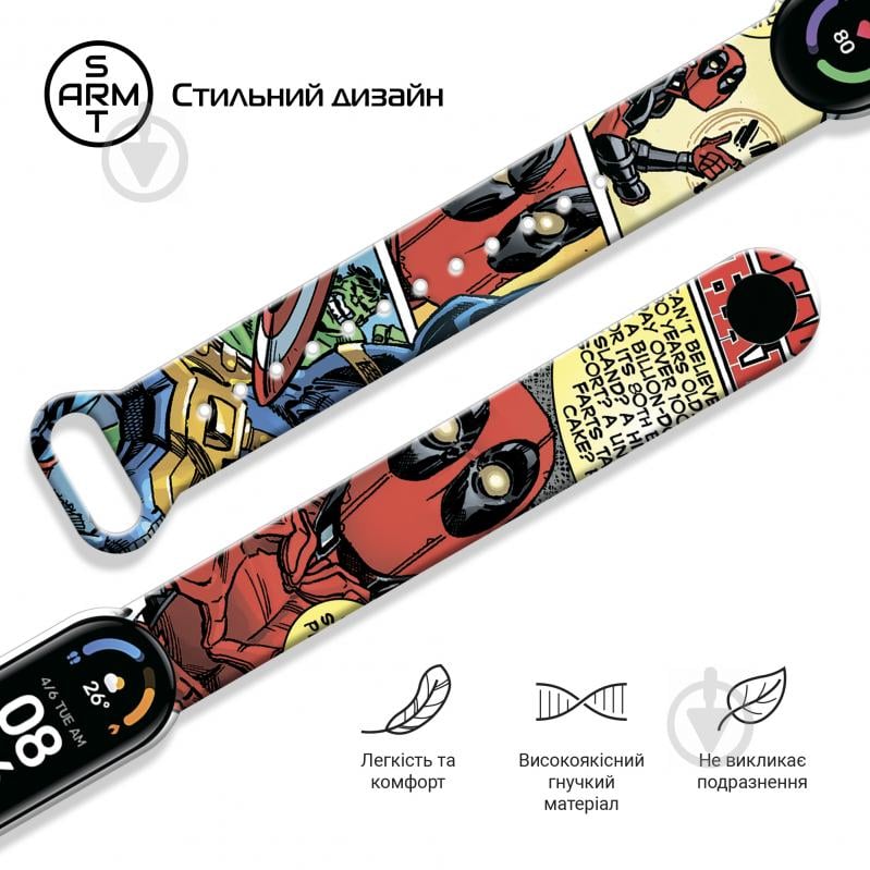 Ремінець для фітнес-браслета Armorstandart Superhero для Xiaomi Mi Band 6/5 DP Comix White (ARM59252) - фото 3