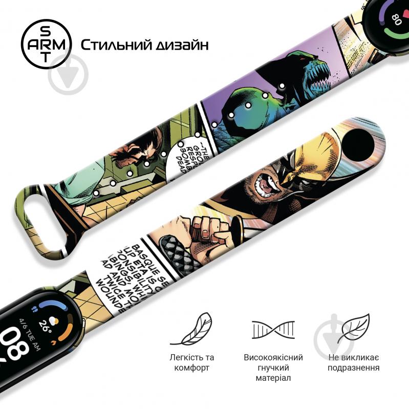 Ремінець для фітнес-браслета Armorstandart Superhero для Xiaomi Mi Band 6/5 Wolverine comix Black (ARM59265) - фото 3