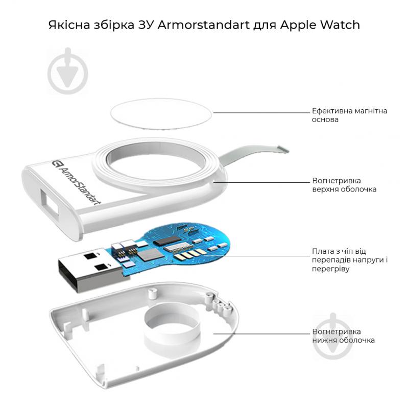 Бездротовий зарядний пристрій Armorstandart для Apple Watch білий (ARM59447) - фото 3