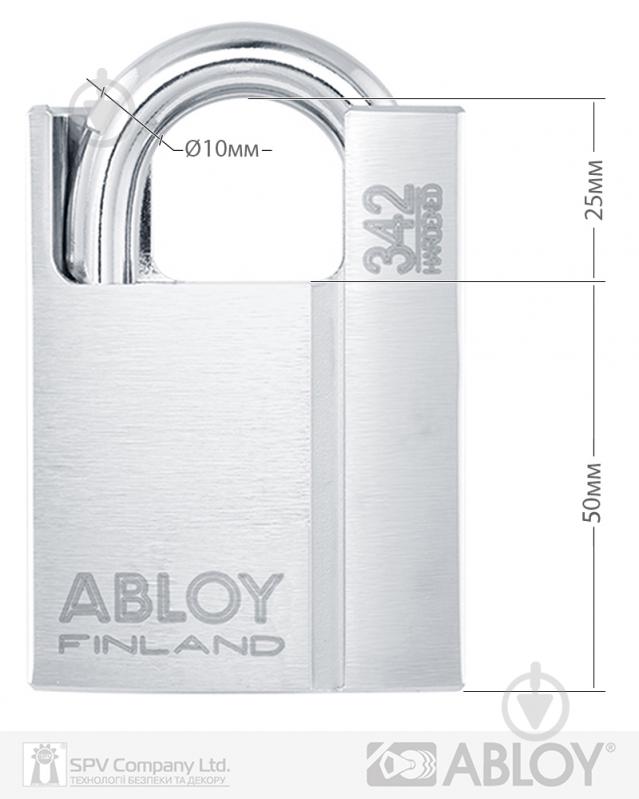 Замок навесной Abloy PL 342 Protec2 2KEY 25x10 мм открытый (амбарный) - фото 2