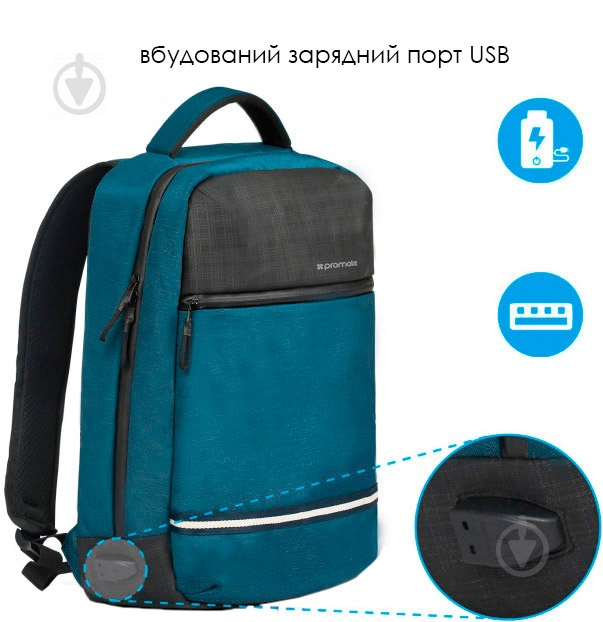 Рюкзак Promate Explorer-BP 13.3" blue - фото 4