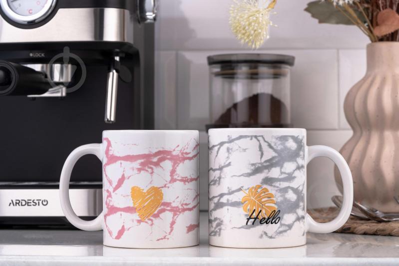 Чашка Ardesto Hello 350 мл бело-розовая AR3048WP - фото 3