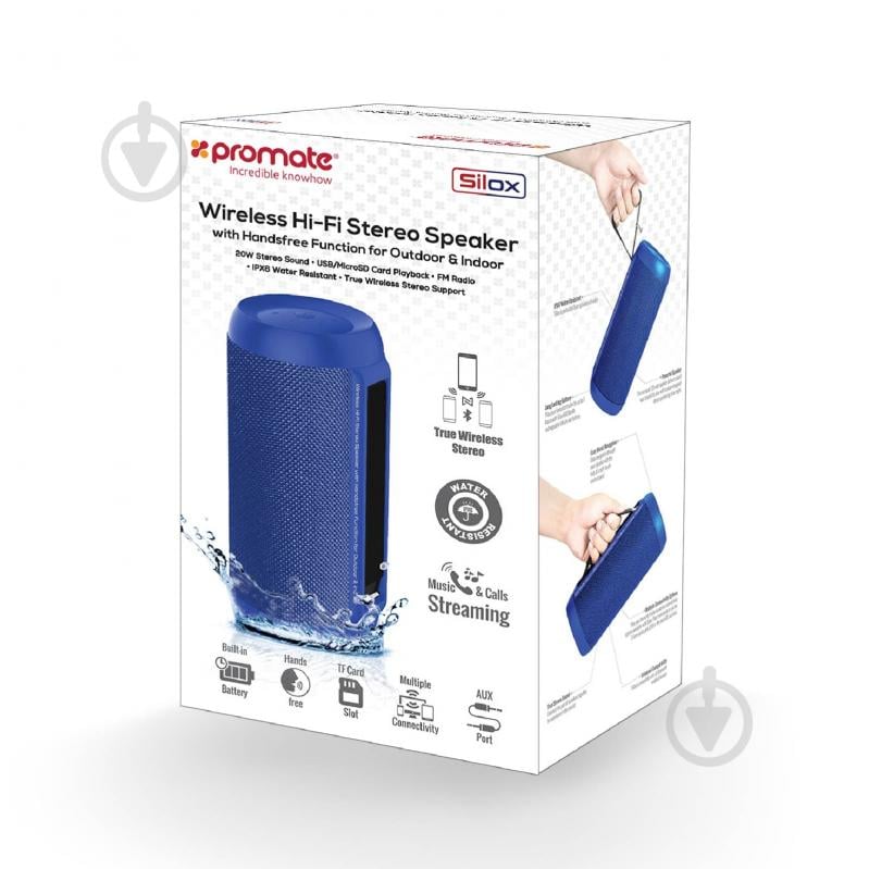 Портативная колонка Promate Silox 2.0 blue (silox.blue) - фото 9