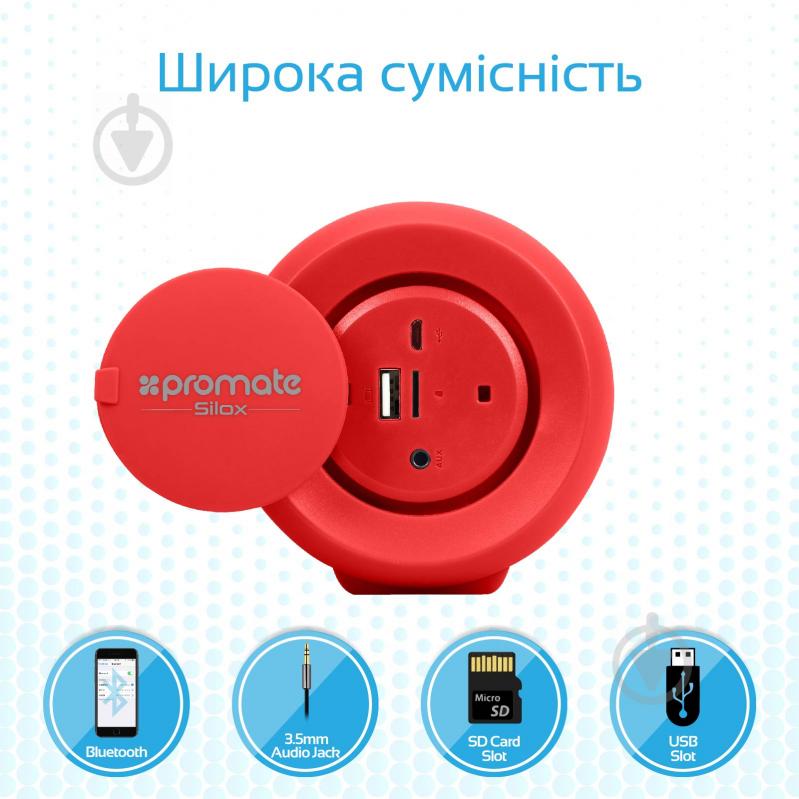 Портативна колонка Promate Silox 2.0 red (silox.red) - фото 8