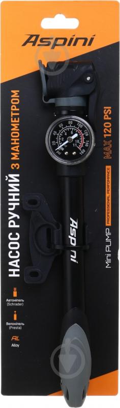 Насос для велосипеда Aspini MP-04AL-BLK черный - фото 5