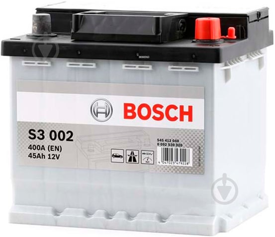 Аккумулятор автомобильный Bosch S3 002 45Ah 400A 12V «+» справа (0092S30020) - фото 1