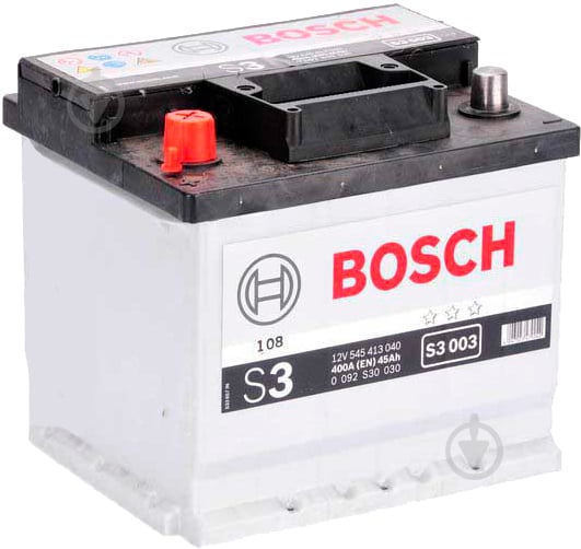 Аккумулятор автомобильный Bosch S3 003 45Ah 400A 12V «+» слева (0 092 S30 030) - фото 1