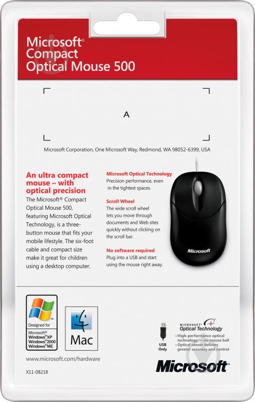 Мышка Microsoft Compact Optical Mouse 500 black - фото 8