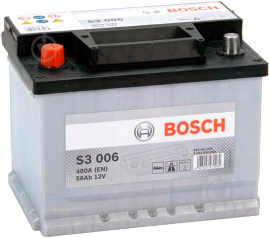 Акумулятор автомобільний Bosch S3 56Ah 480A 12V «+» ліворуч (0092S30060) - фото 1