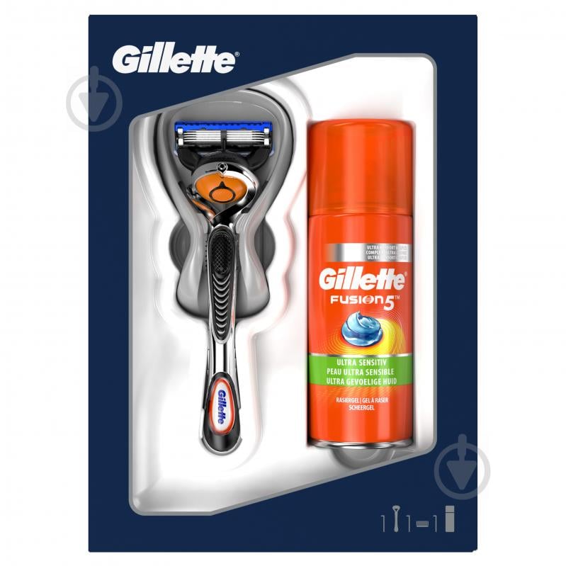 Подарунковий набір Gillette Fusion 5 бритва + гель для гоління - фото 1