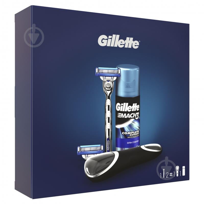 Подарунковий набір Gillette Подарунковий набір бритва Gillette Mach3 Turbo + 2 касети + гель для гоління екстра комфорт, 75 - фото 2