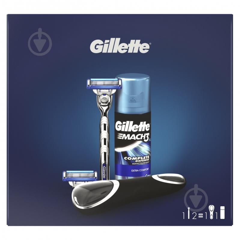 Подарунковий набір Gillette Подарунковий набір бритва Gillette Mach3 Turbo + 2 касети + гель для гоління екстра комфорт, 75 - фото 1