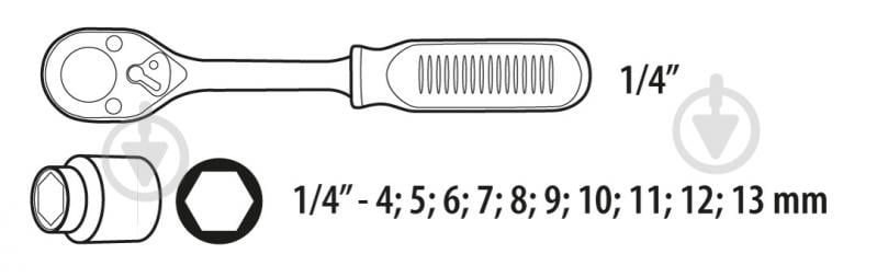 Набор головок Topex   11 шт. 38D650 - фото 2