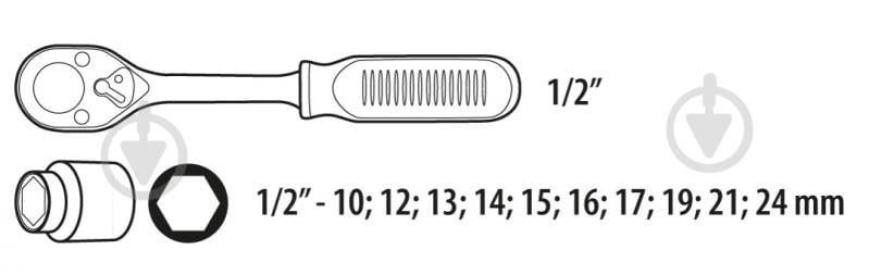 Набор головок Topex   11 шт. 38D652 - фото 2