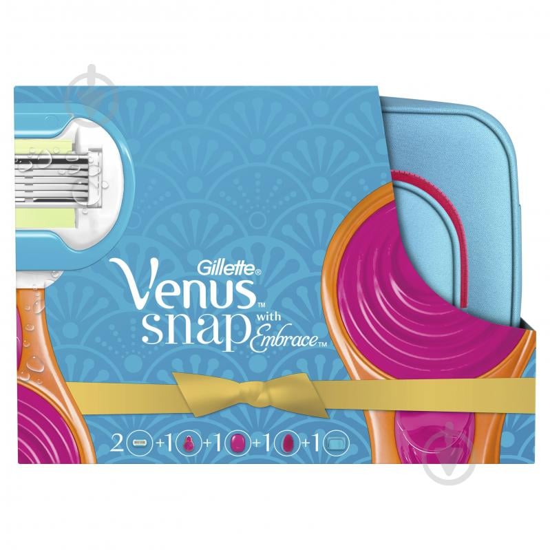 Подарочный набор для женщин Gillette Venus Подарочный набор бритва Venus Snap + 2 кассеты + расческа + косметичка - фото 1 Подарочный набор для женщин Gillette Venus Подарочный набор бритва Venus Snap + 2 кассеты + расческа + косметичка - фото 1