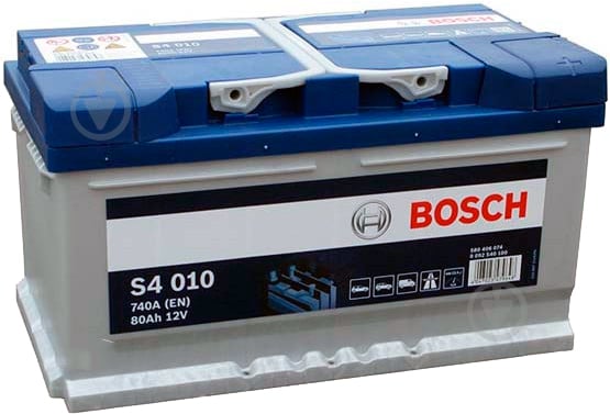 Аккумулятор автомобильный Bosch S4 80Ah 740A 12V «+» справа (0092S40100) - фото 1