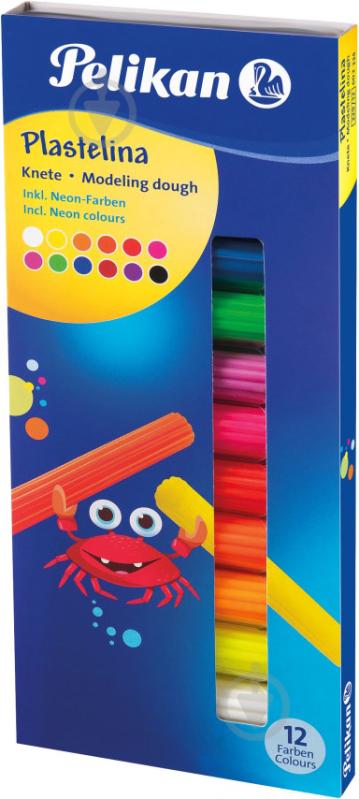 Пластилин Plastilina Neon 96 г 12 цветов 602334 Pelikan - фото 1