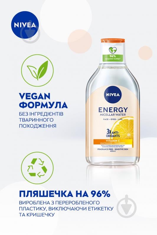 Міцелярна вода Nivea Energy з антиоксидантами 400 мл - фото 3