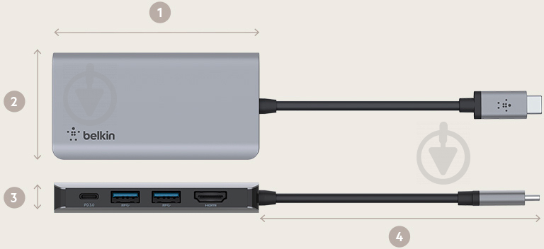 Адаптер Belkin USB-C 4in1 Multiport Dock (AVC006BTSGY) - фото 9