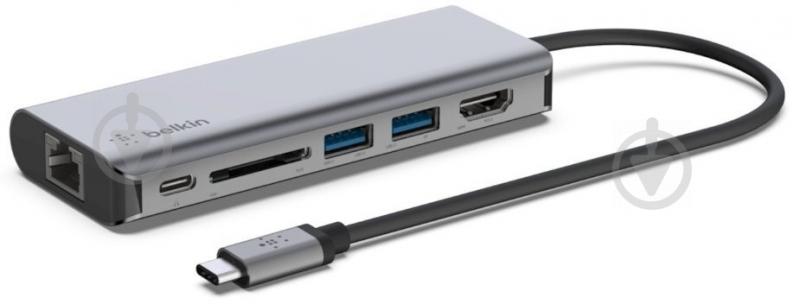 Адаптер Belkin USB-C 6in1 Multiport Dock серый (AVC008BTSGY) - фото 1