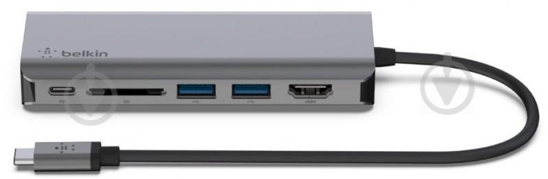 Адаптер Belkin USB-C 6in1 Multiport Dock серый (AVC008BTSGY) - фото 3