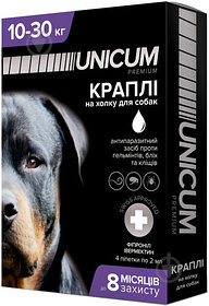 Капли UNiCUM от блох, клещей и гельминтов на холку для собак Unicum premium + 10-30 кг шт. - фото 1