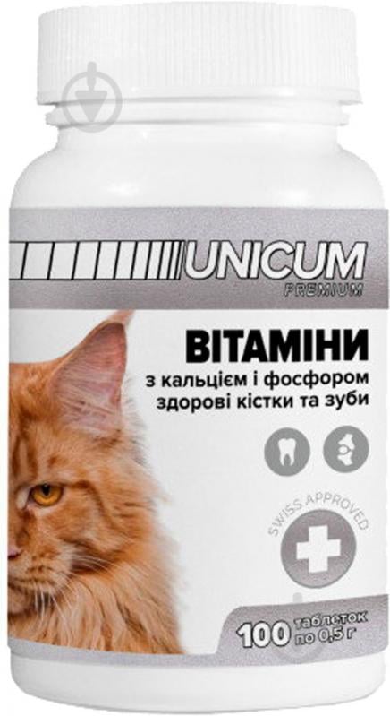 Вітаміни UNiCUM premium для кішок здорова зуби і кістки 100 табл UN-011 - фото 1